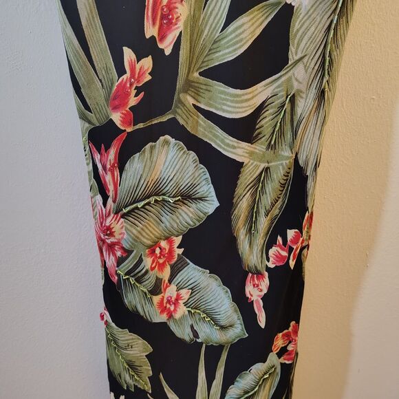 Lola P Black Floral Y2K Beaded Long Length size small ruffle bottom - Picture 4 of 10